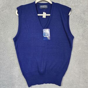 Vintage Puritan Mens Sweater Vest Orlon Acrylic Blue‎ V Neck Size Large NWT